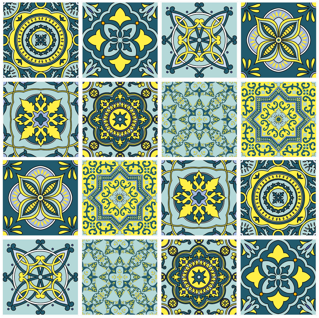 Mosaic Tile Stickers, Pack Of 16, All Sizes, Waterproof, Transfers For Kitchen / Bathroom Tiles C08 - Bolsover Designs