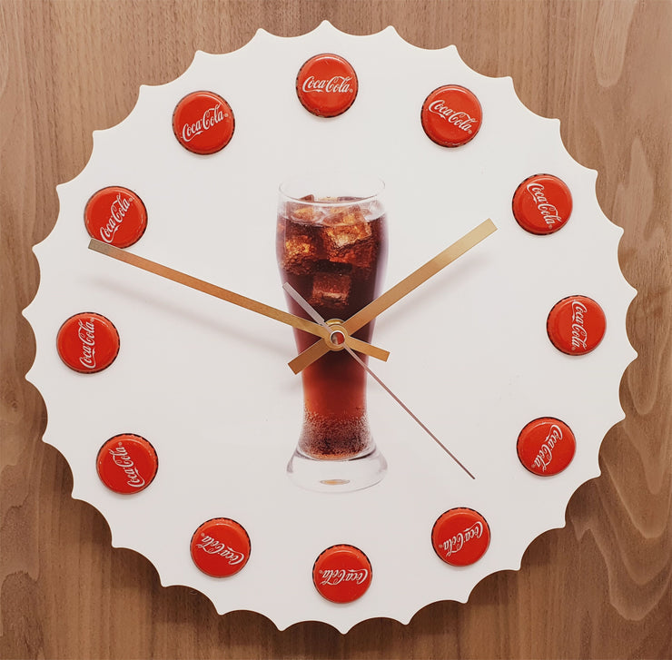 Clock In Style Of Coke Bottle Top With Actual Cocacola Bottle Tops In Place Of Hours