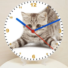 Load image into Gallery viewer, Cat Clocks, A Choice Of Cats on a Quartz Clock. Stand or Wall Mounted, 200mm, Battery Included
