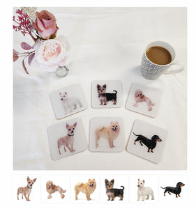 Drinks Coasters, Dog Design, For Table Top, Mancave Bar, For Coffee Cups, Teacups, Alcoholic Drinks,