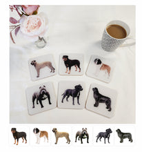 Load image into Gallery viewer, Drinks Coasters, Dog Design, For Table Top, Mancave Bar, For Coffee Cups, Teacups, Alcoholic Drinks,
