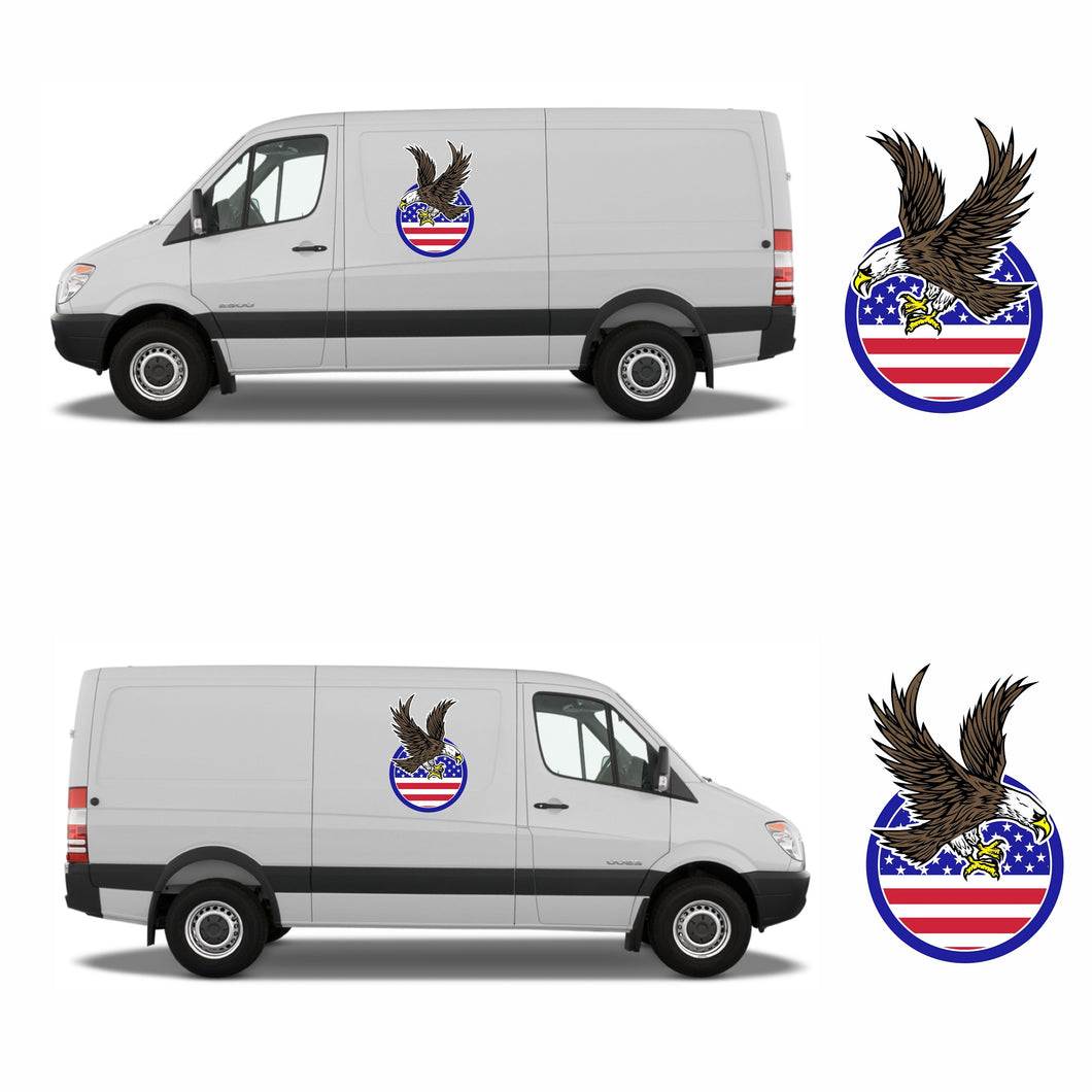 Bald Eagle + USA Flag for Car Window / Van / Motorhome / Camper Transit VW etc - Bolsover Designs