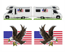 Load image into Gallery viewer, Bald Eagle + USA Flag PAIR of Graphics Decals Stickers for for Van Motorhome Camper Caravan Bailey Swift etc - Bolsover Designs
