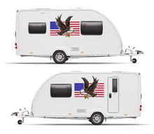 Load image into Gallery viewer, Bald Eagle + USA Flag PAIR of Graphics Decals Stickers for for Van Motorhome Camper Caravan Bailey Swift etc - Bolsover Designs
