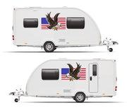 Bald Eagle + USA Flag PAIR of Graphics Decals Stickers for for Van Motorhome Camper Caravan Bailey Swift etc - Bolsover Designs