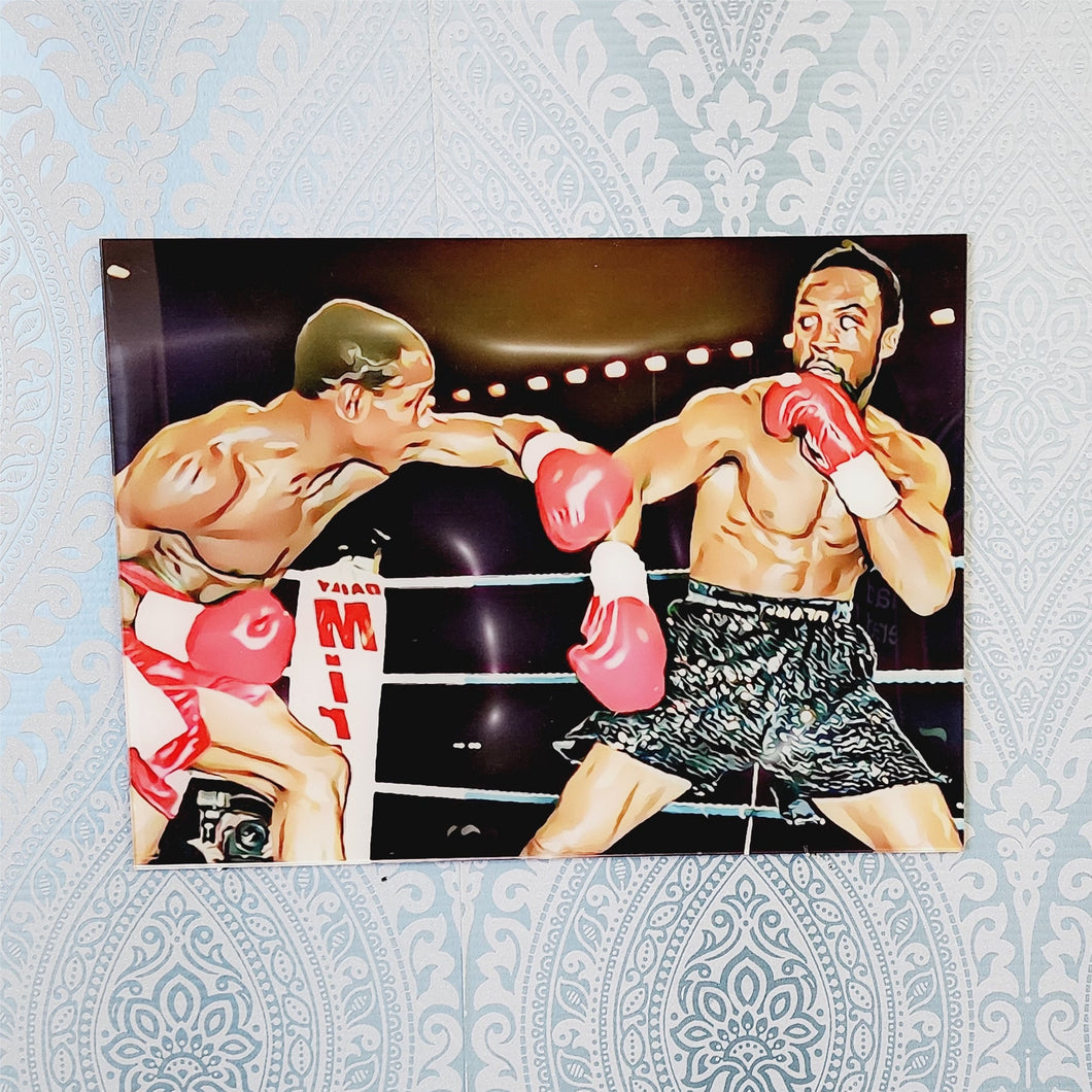 Sketch Style Vectorised Wall Art of Chris Eubank & Nigel Benn Boxing, In  Full Colour, Glass Like but on Acrylic