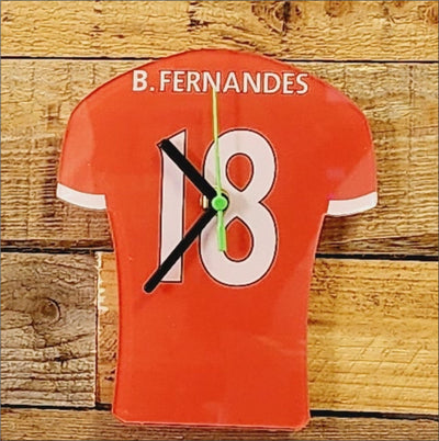 Quartz Clock In Style of Man Utd Shirts With Players Name & Number, Lots of Players Available
