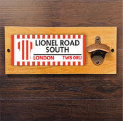 Bottle Opener With Your Favourite Football Teams Address Plaque, Great For Home Bar / Man Cave