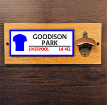 Load image into Gallery viewer, Bottle Opener With Your Favourite Football Teams Address Plaque, Great For Home Bar / Man Cave
