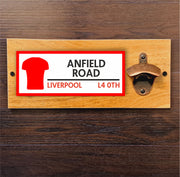 Bottle Opener With Your Favourite Football Teams Address Plaque, Great For Home Bar / Man Cave