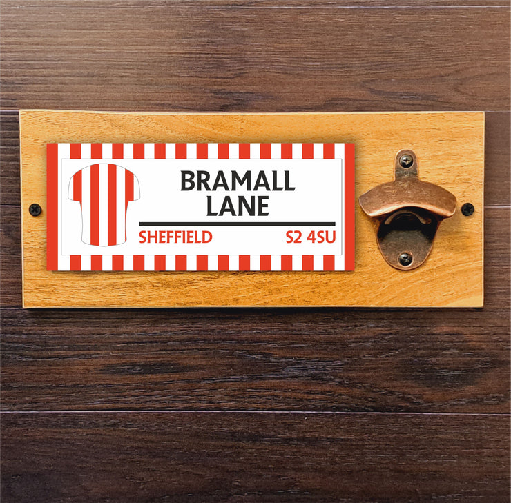 Bottle Opener With Your Favourite Football Teams Address Plaque, Great For Home Bar / Man Cave