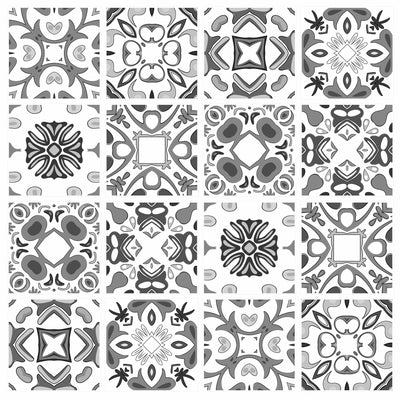 Mosaic Tile Stickers, Grey, Pack Of 24, All Sizes, Waterproof, Azulejo Transfers For Kitchen / Bathroom Tiles G13 - Bolsover Designs