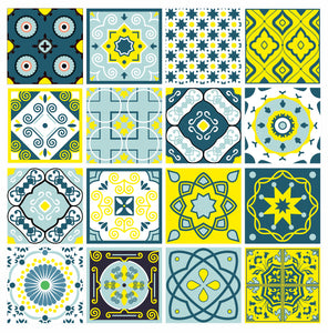 Mosaic Tile Stickers, Pack Of 16, All Sizes, Waterproof, Azulejo Transfers For Kitchen / Bathroom Tiles GT04 - Bolsover Designs