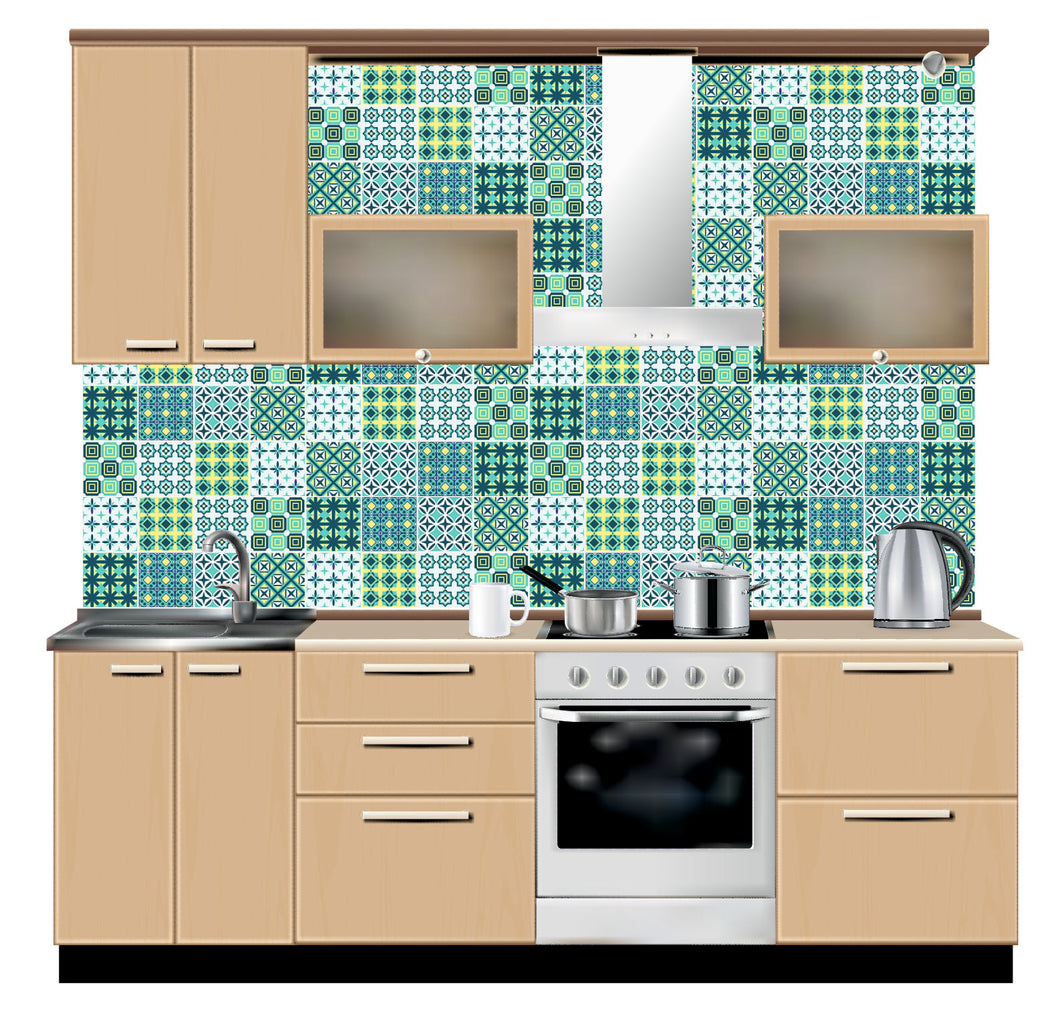 Mosaic Tile Stickers, Pack Of 24, All Sizes, Waterproof, Transfers For Kitchen / Bathroom Tiles GT07 - Bolsover Designs