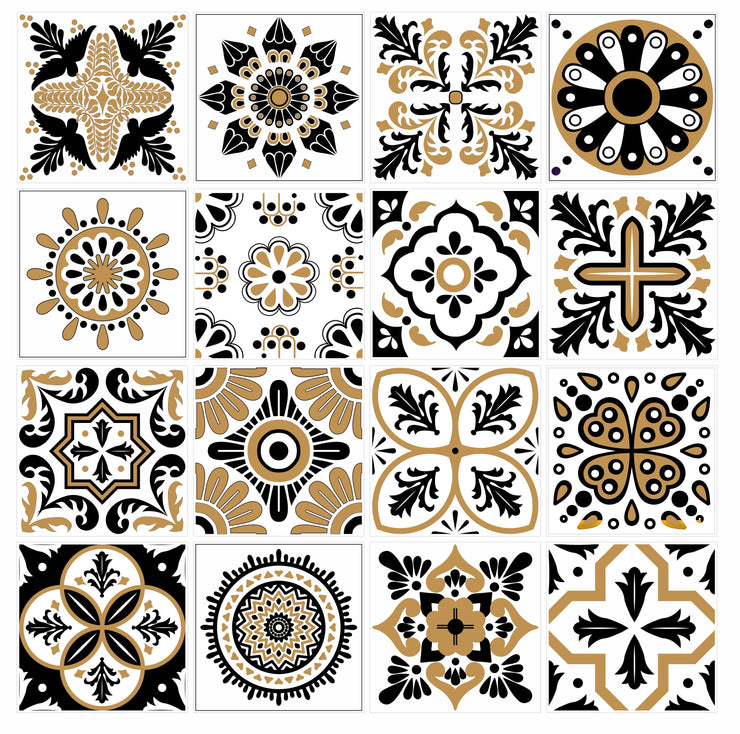 Mosaic Tile Stickers, Pack Of 16, All Sizes, Waterproof, Azulejo Transfers For Kitchen / Bathroom Tiles GT10 - Bolsover Designs