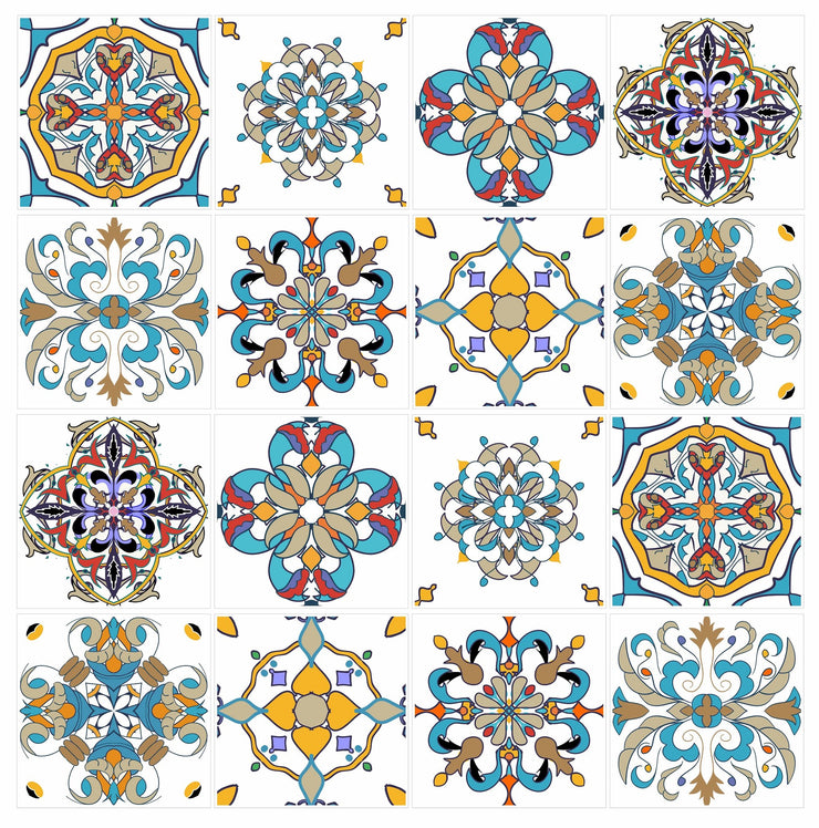 Mosaic Tile Stickers, Pack Of 16, All Sizes, Waterproof, Transfers For Kitchen / Bathroom Tiles GT18 - Bolsover Designs