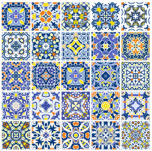 Pack Of 24 Coloured Pattern Mosaic Waterproof Tile Stickers, Transfers, All Sizes, Kitchen or Bathroom Tiles GT30 - Bolsover Designs