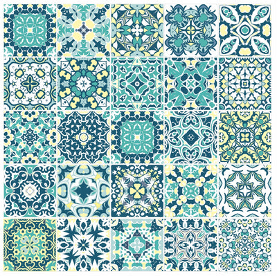 Pack Of 24 Coloured Pattern Mosaic Waterproof Tile Stickers, Transfers For All Sizes, Kitchen or Bathroom Tiles GT31 - Bolsover Designs