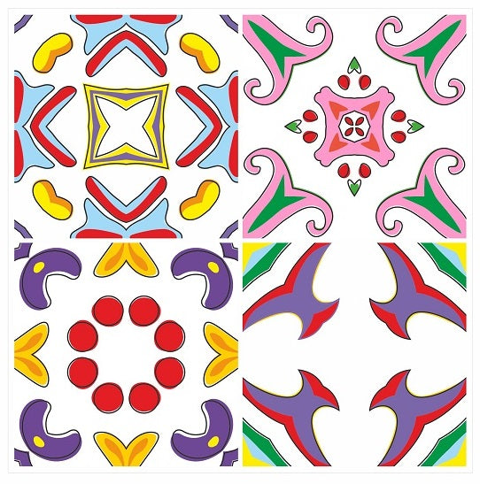 Mosaic Tile Stickers, Pack Of 16, All Sizes, Waterproof, Azulejo Transfers For Kitchen / Bathroom Tiles GT45 - Bolsover Designs