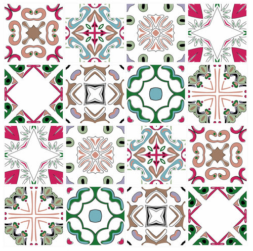 Mosaic Tile Stickers, Pack Of 16, All Sizes, Waterproof, Transfers For Kitchen / Bathroom Tiles GT56 - Bolsover Designs