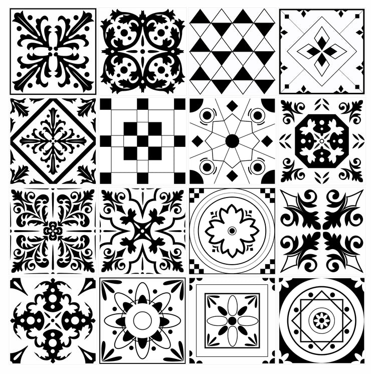 Mosaic Tile Stickers, Pack Of 16, All Sizes, Waterproof, Azulejo Transfers For Kitchen / Bathroom Tiles GT65 - Bolsover Designs