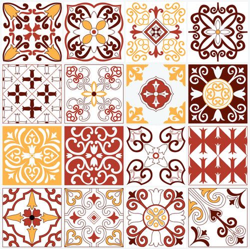 Mosaic Tile Stickers, Pack Of 16, All Sizes, Waterproof, Azulejo Transfers For Kitchen / Bathroom Tiles GT75 - Bolsover Designs