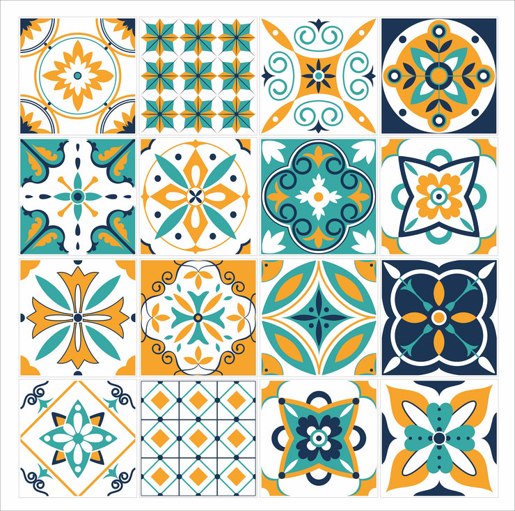Mosaic Tile Stickers, Pack Of 16, All Sizes, Waterproof, Azulejo Transfers For Kitchen / Bathroom Tiles GT86 - Bolsover Designs