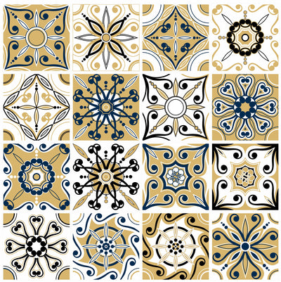 Mosaic Tile Stickers, Pack Of 16, All Sizes, Waterproof, Azulejo Transfers For Kitchen / Bathroom Tiles GT87 - Bolsover Designs