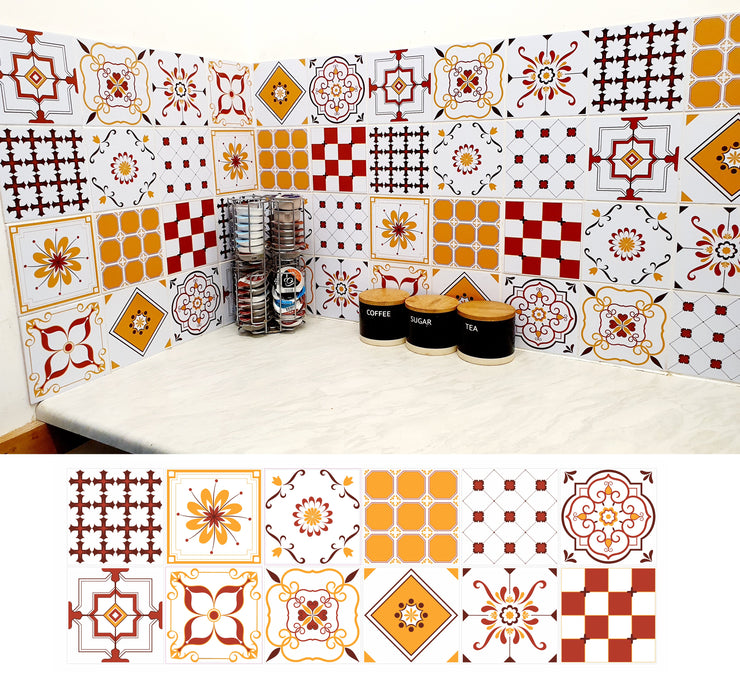 Mosaic Tile Stickers, Pack Of 24, All Sizes, Waterproof, Azulejo Transfers For Kitchen / Bathroom Tiles GT98 - Bolsover Designs