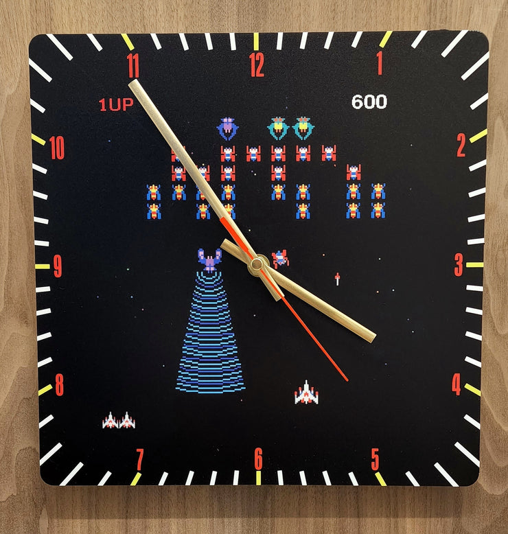Galaxian Retro Gaming Style Wall Clock, Great For Man Cave, Garden Bar, Bedroom, Battery Included
