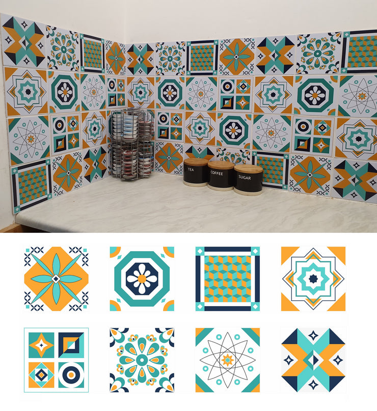 Mosaic Tile Stickers, Pack Of 16, All Sizes, Waterproof, Transfers For Kitchen / Bathroom Tiles GT96 - Bolsover Designs