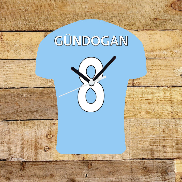 Quartz Clock In Style of Man City Shirts With Players Name & Number, Lots of Players Available