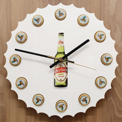 3D Clock In Style Of Kingfisher Bottle Top With Actual Kingfisher Bottle Tops In Place Of Hours