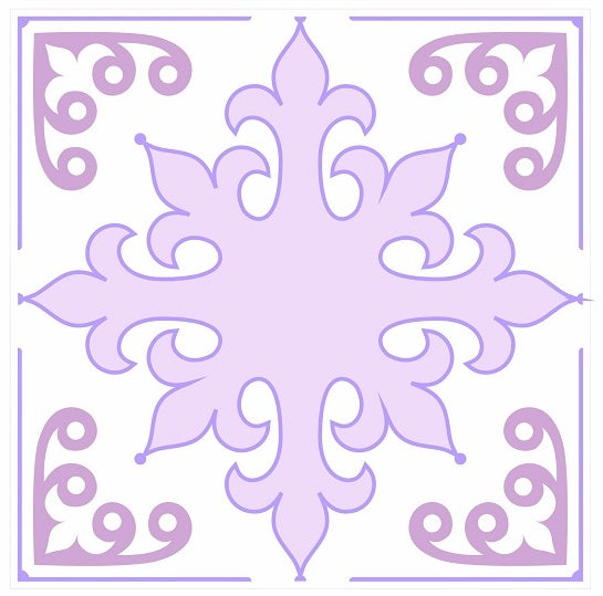 Mosaic Tile Stickers, Pack Of 16, All Sizes, Waterproof, Lilac Azulejo Transfers For Kitchen / Bathroom Tiles L01 - Bolsover Designs