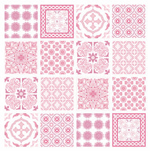 Load image into Gallery viewer, Mosaic Tile Stickers, Pack Of 16, All Sizes, Pink, Waterproof, Transfers For Kitchen / Bathroom Tiles P03 - Bolsover Designs
