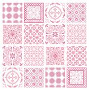 Mosaic Tile Stickers, Pack Of 16, All Sizes, Pink, Waterproof, Transfers For Kitchen / Bathroom Tiles P03 - Bolsover Designs