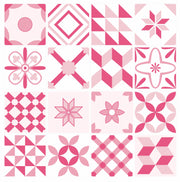 Mosaic Tile Stickers, Pink, Pack Of 16, All Sizes, Waterproof Azulejo Transfers For Kitchen / Bathroom Tiles P05 - Bolsover Designs