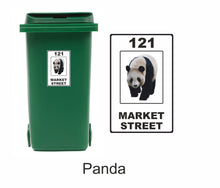 Load image into Gallery viewer, 3 x Animal Themed Wheelie Bin Stickers, Address Sign, House Home or Business, Door Number Road Name Sticker, A5 or A4 Size - Bolsover Designs
