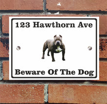 Load image into Gallery viewer, Beware of The Dog, Doberman German Shepherd Pitbull Rottweiler, Address Sign For House Home or Business, Door Number Road Name Plaque, in A5 or A4 Size - Bolsover Designs
