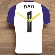 Number 1 DAD Quartz Clock In Shape of Football Shirts In Your Favourite Team Colours,, Prem + Championship