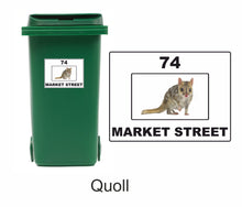 Load image into Gallery viewer, 3 x Animal Themed Wheelie Bin Stickers, Address Sign, House Home or Business, Door Number Road Name Sticker, A5 or A4 Size - Bolsover Designs
