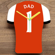 Number 1 DAD Quartz Clock In Shape of Football Shirts In Your Favourite Team Colours,, Prem + Championship