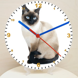 Cat Clocks, A Choice Of Cats on a Quartz Clock. Stand or Wall Mounted, 200mm, Battery Included
