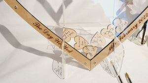 Wedding Day Alternative Guest Book, Large Heart with Wooden Hearts for Guests to Sign