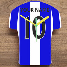 Load image into Gallery viewer, Quartz Clock In Shape of Football Shirts In Your Favourite Team Colours, You Choose Name &amp; Number
