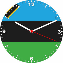 Load image into Gallery viewer, Flag Clock  - Beginning With R - Z, Flag Of Your Chosen Country On A Quartz Clock, Stand or Wall Mounted, 200mm
