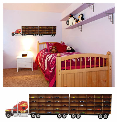 Personalised 3D American Truck Car Transporter For Bedroom Wall, 1,5m Long, Great For Boy's Bedroom